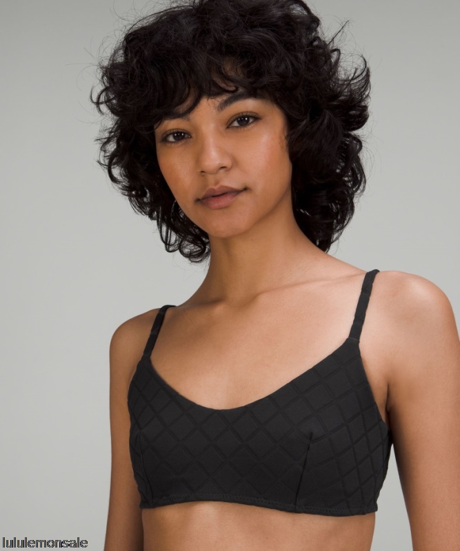 Lululemon Damen DELULU494 | Schwarz Diamond Grid Badeoberteil A/b Cup